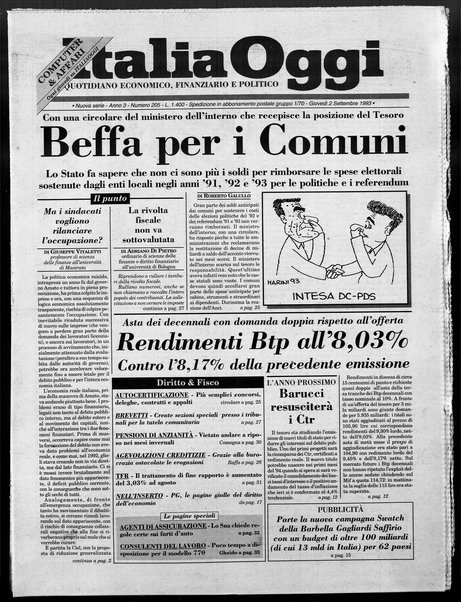 Italia oggi : quotidiano di economia finanza e politica